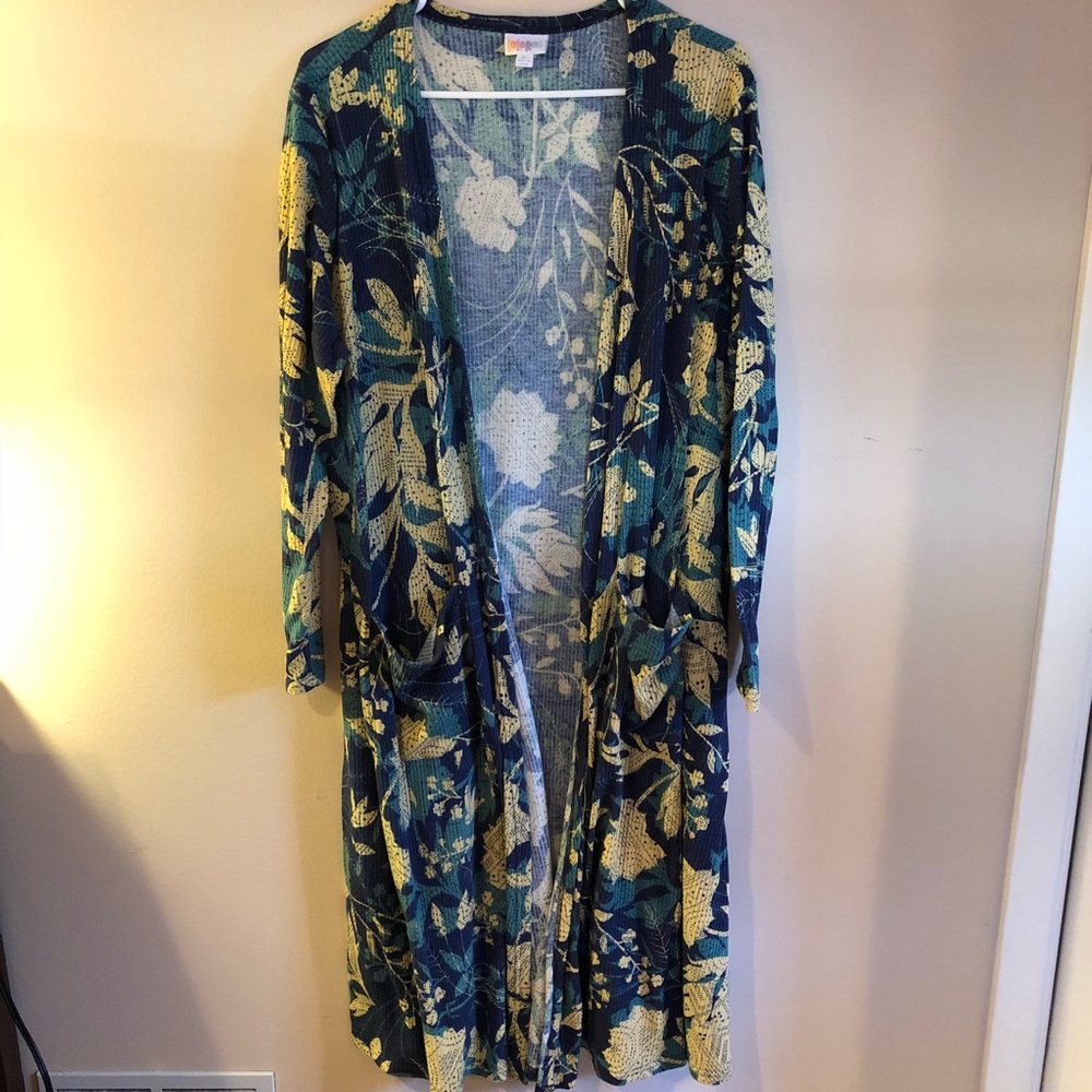 Green Floral Sarah LulaRoe Cardigan Sweater — NWOT